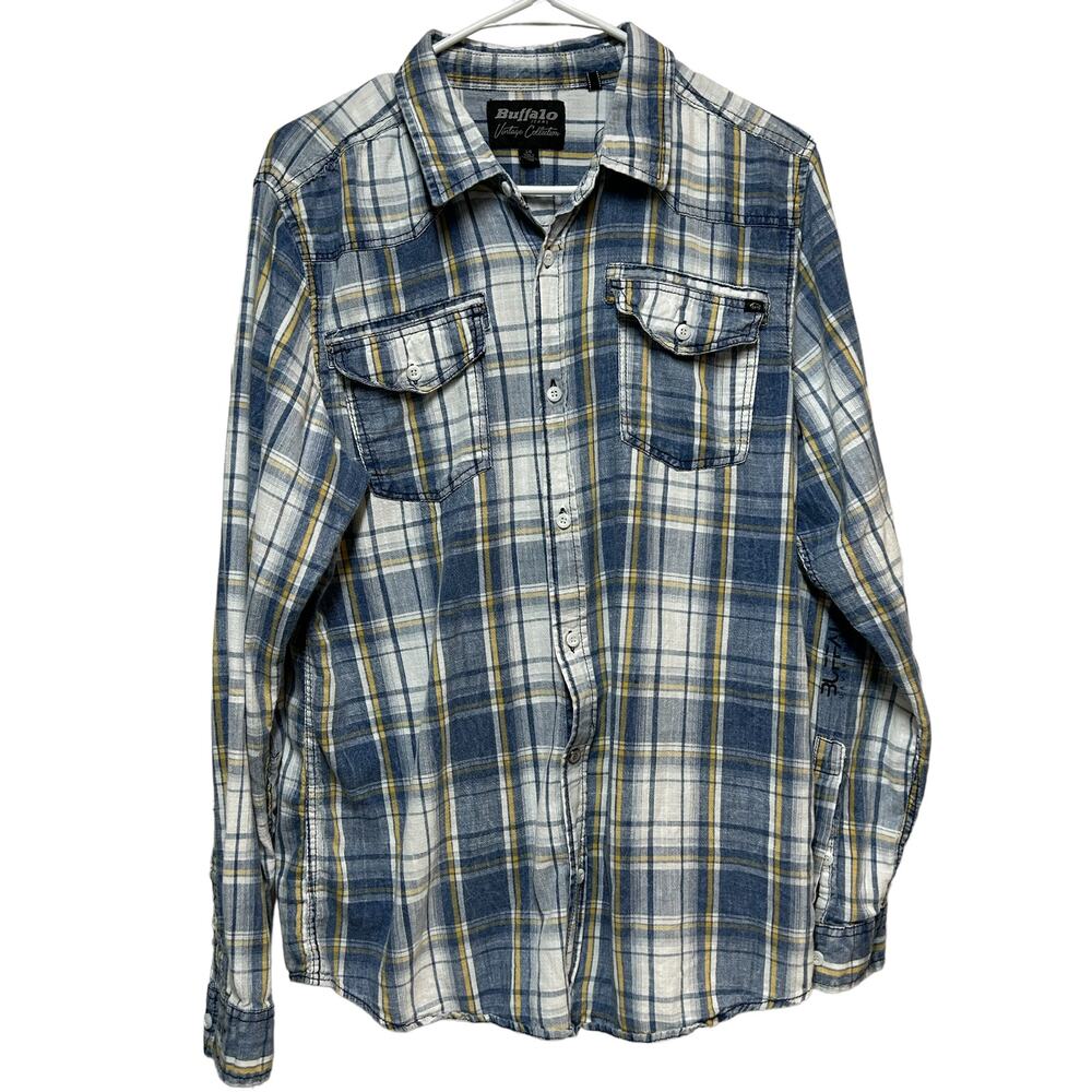 Buffalo Jean's Long Sleeve Button's Down Collared‎ Shirt Plaid  Men's Size Large